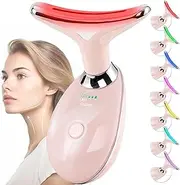 Facial Massager for Face and Neck, 3 Modes Anti-Aging Neck Eye Massager with 7 Colors LED Light, Red Light for Skin Care, Face Lift Device Facial Sculptor with Vibrating, Warming