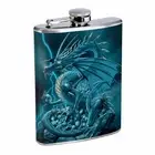 Flask 8oz Stainless Steel Dragon Design-004 Custom Skin Fantasy Drinking Whiskey