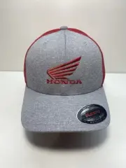 Honda wing logo Hat mesh back Flexfit OSFA, Gray/red Mesh Centered Logo.