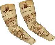 [FHEDVBN] Treasure Map Vintage Arm Sleeves Compression Arm Covers for Men Women Outdoor Sun Sleeves Cooling Sports Sleeve, Black