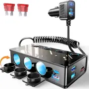 9 in 1 Cigarette Lighter Splitter, 191W Cigarette Lighter Adapter with 2 PD/QC3.
