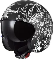 LS2 OF599 Spitfire II Tribal Jet Helmet, black-white, Size S for Men Black White