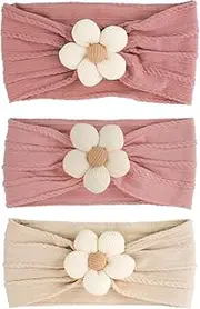 Baby Girl Headbands Bows Turban Knotted Nylon Newborn Headbands, 3pcs Soft Elastic Baby Knotted Headbands, Baby Bows Knotted Nylon Newborn Head Bands,Baby Turban Headband Head Wrap Knotted Hair Band