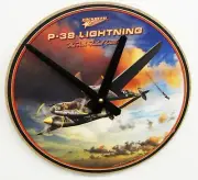 LOCKLEED SANTE FE " P-38 LIGHTNING " THE FORK-TAILED DEVIL AIRPLANE CLOCK