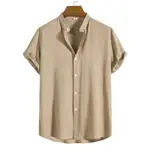 NEW MEN'S CASUAL SHORT SLEEVE STAND COLLAR SHIRT