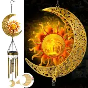 Sun Moon Solar Wind Chimes, 47-Inch Large Waterproof Windchimes for Outside w...