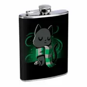 Green Magic House Cat Em1 Flask 8oz Stainless Steel Hip Drinking Whiskey