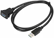 USB 3.0 Panel Flush Mount Cable - USB 3.0 Male to USB 3.0 Female AUX Flush Mount Car Mount Extension Cable for Car Truck Boat Motorcycle Dashboard Panel