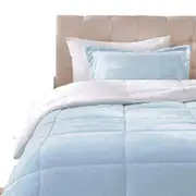 Smoke Blue Ultra Soft Sherpa Comforter Bed Set