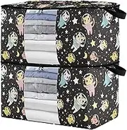 sanluoli 60L 2 Pack Under Bed Shoe Storage with Reinforced Handles, clear window Closet Organizer Bag