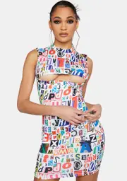 Breaking News Cut-Out Bodycon Dress