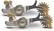 Colorado Saddlery The San Juan Logo Spurs for Men - Stainless Steel, Stylish Boot Spurs with 1-1/2" Brass Rowels - Perfect for Trail Riding, Horse Tack, Outfitting - Comes in a Pair