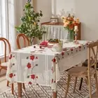 Beige Lace Tablecloth Beige Red Lucky Bells Washable Table Cover Table Runner