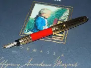 New Montblanc Meisterstuck W.A. Mozart Solitaire Fountain Pen Red Coral/Gold