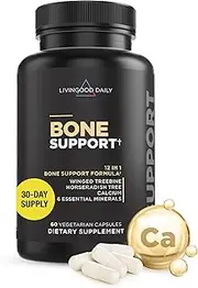 Bone Support, 60 Capsules - Premium Bone Health Supplement - Cissus Quadrangularis, Calcium Magnesium Zinc with Vitamin D3 Plus K2 - Bone Density Supplements for Men & Women Over 40