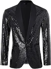 [Coucoland] Sequin Blazer Men-Tuxedo Jacket Sequin Suit Men Sport Coats
