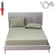 ZDFOZD Ground Fitted Sheets with Cord, Super King Size - 203 * 203+35cm, 90% Organic Cotton + 10% Pure Silver Fibre, Soft Breathable and Durable, Earth Bed Sheets, Green