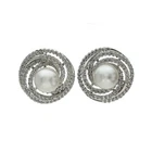 Womens Pearl Spiral Cubic Zirconia Stud Earrings for Womens