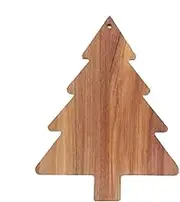 Sleek Design Charcuterie Board, Wooden Christmas Tree Cutting Board, Holiday Cheese Serving Tray, Christmas Platter Serving Tray with Handle 38x24x1.3cm for Kitchen, Wood Color