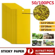 Yellow Insect Sticky Paper Trap Fly Catcher Bug Killer Aphids Wasp Gnat Sticker