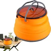 Yabauuop Silicone Camping Cook Pot | Foldable Camping Pot | 1.5L Stainless Steel Bottom Water Boiling Tool for Outdoor Traveling Backpacking Picnic