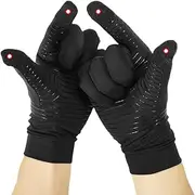 Generic Unisex-Adult Copper Fiber Arthritis Gloves, Black, Touch Screen Compatible, Full Finger Coverage, Compression Therapy for Men & Women, Ideal for Typing, Gaming, Crafting & Gardening