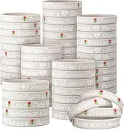 PullCrease 100 Pcs Parkinson's Awareness Wristband Silicone Grey Ribbon Parkinson's Disease Awareness Wristband 10 Styles for Inspirational Phrases for World Parkinson's Day Campaign Endorsement