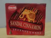 Sandal Cinnamon Incense Cones 1 Box of 10 HEM Free Post AU