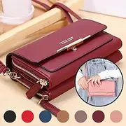 Women's Black Crossbody Wallet Bag with Gold Accents and Adjustable Strap - Compact and Stylish Shoulder Bag for Everyday Use