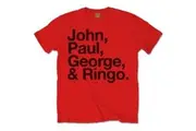 The Beatles Mens John Paul George & Ringo Red TShirt