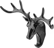 Deer Hook Hanger Rack Holder Wall Mount for Home Room Decor - Three-Dimensional Design - Ideal for Coats, Hats, and Keys - Suitable for Living Room and Bathroom - Plastic, Black/Grey (Black)