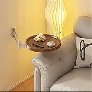 Folding Table Wall Mounted Small Round Tray, Fold Down Wall Desk - Flip-Out Design Nightstand, Extendable Space Saving Dining Table Floating Side Table Extender Shelf (Brown)