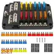 12-Way Blade Fuse Box Block Auto Marine Holder LED Indicator Waterproof 2SET (for: Renault)