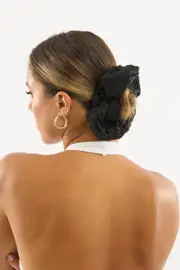 Black Oversized Scrunchie - Size ONE, Women's Hair Accessory