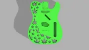 3D Printed Fender Telecaster Guitar Body, Custom Design, Cannabis Leaf Pattern