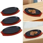 Cast Iron Steak Plate Fajita Plate Oval Shape Fajita Pan Steak Pan for Home and