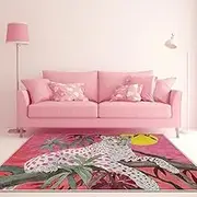 Living Room Area Rugs Low Pile Washable Non Slip Rug for Bedroom Office Dining Room Kitchen Rug Fashion Personality Leopard Yellow 160 x 230 cm