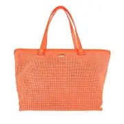 Cavalli Class Women Orange Shoulder Bag Leather Perforated Double Handle Handbag