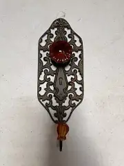 Vintage Metal Bakelite Double Hook Hanger Doorknob with A Skeleton Key