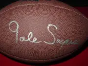 Autographed Wilson JR Football GALE SAYERS Chicago Bears Rosemont O'Hare Show