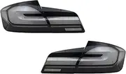 LED Tail Lights Compatible With BMW 5 Series F10 F18 2011-2017 ，Flowing Water Flicker Tail Lamps Fog Plug And Play Car Tail Light Assembly(Black White)