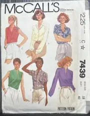 7439 VTG McCalls SEWING Pattern Misses Button Front Blouse Top Shirt SZ 18 Uncut