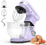 [ADVWIN] Stand Mixer, 5.5L Kitchen Food Mixer, 1400W 6 Speed Electric Mixer with Tilt Head Pulse, Home Stand Mixer for Housewives, Can Make Dough&Mix Food | Purple