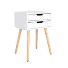 La Bella Bedside Table 2 Drawer Wood Leg Storage Cabinet Nightstand Suzy White m