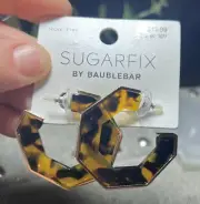 Vintage SUGARFIX By Baublebar Tortoise Shell Hoop Earrings Nickel Free 1.5” C
