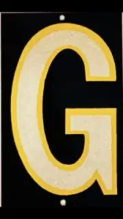 Reflective House Letters “G”, Vintage NOS,New Metal Alphabet w/Yellow Outline