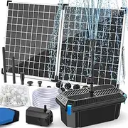 Antfraer Solar Fountain Pump with Pond Filter Kit, 40W Panel Solar Pond Pump with Pond Filter Box, Pond Filter for Outdoor Pond Garden Fountains Waterfalls DIY Water Feature