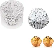 QUHUOYAO 100pcs Paper Cupcake Liners, Versatile Baking Cups, Party Mini Paper BakeCups, Perfect Cups for Cake Balls, Muffins, Cupcakes, and Candies (White Words)