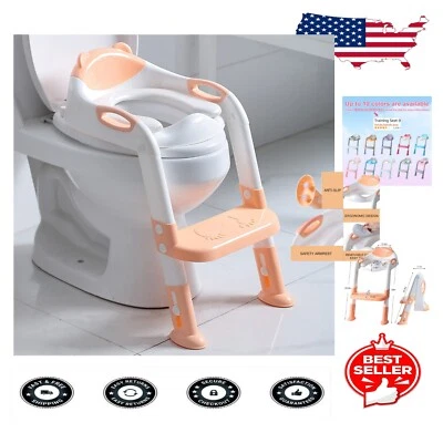 Portable Kids Potty Seat with Ladder and Soft Cushion for Comfortable Training