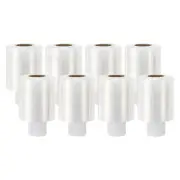 4" x 656Ft x 20mic Stretch Wrap Mini Roll 8Pcs Industrial Clear Plastic Wrap